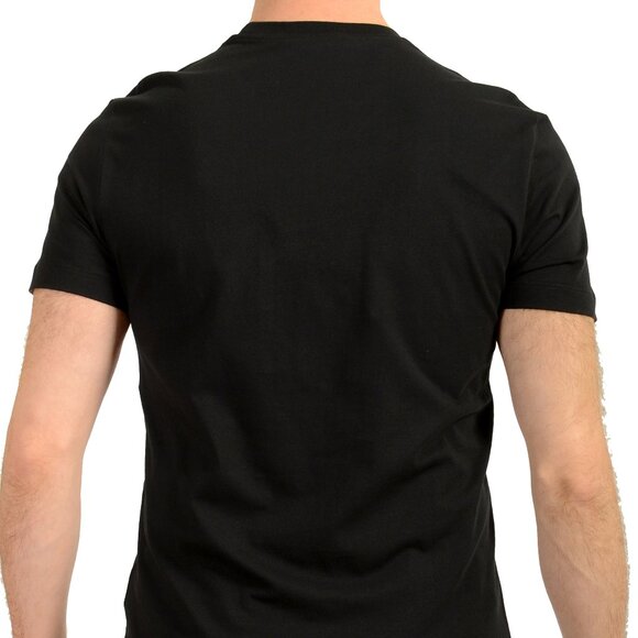 Versace Men's Black Short Sleeve Gold Logo Embroidery T-Shirt US M IT 50 - Picture 3 of 6